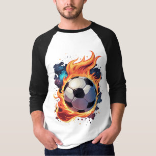 Flying soccer ball with flames. T-Shirt