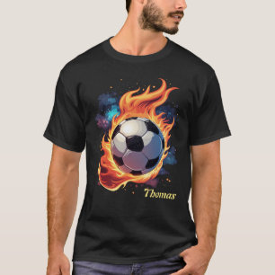 Flying soccer ball with flames. T-Shirt