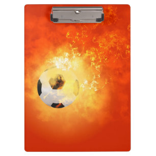 Flying soccer with flames clipboard
