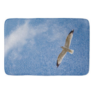 Flying Solo Seagull in the Sky Bath Mat