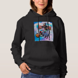 Flying Space Pizza Sloth Riding Rainbow Pig Unicor Hoodie