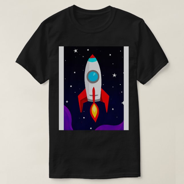 Flying Space Rocket 2 T-Shirt (Design Front)