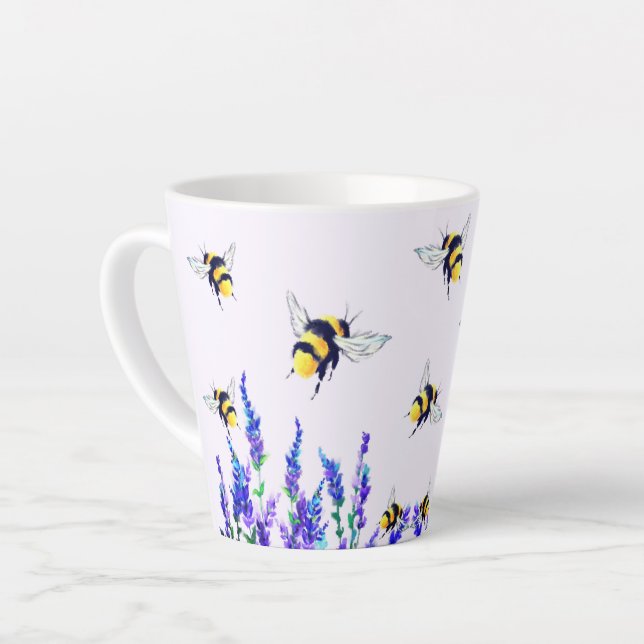 Flying Spring Bees Latte Mug (Left Angle)