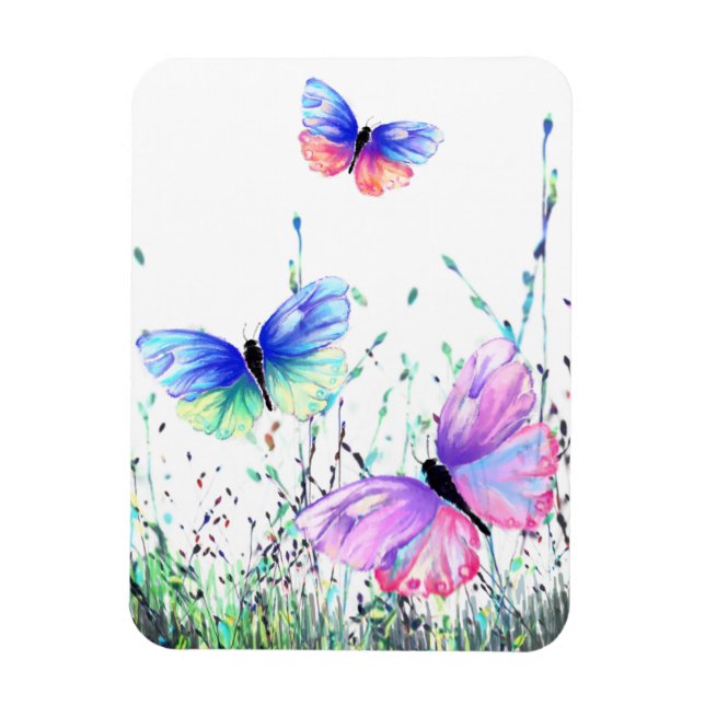 Flying Spring Butterflies Magnet (Vertical)
