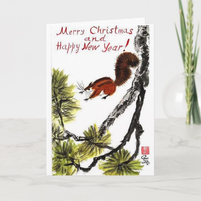 Flying squirrel   holiday card (Front)