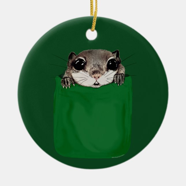 Flying Squirrel Pocket Ceramic Ornament (Front)