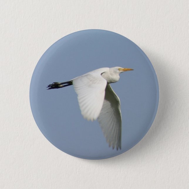 Flying stork 6 cm round badge (Front)