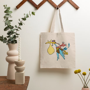 Flying Stork Cartoon with Goggles and Baby Bundle Tote Bag