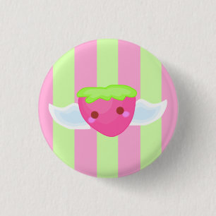 Flying strawberry button! 3 cm round badge