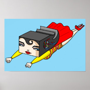 Flying Strong Woman. Poster