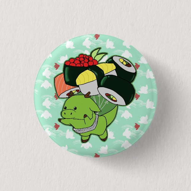 Flying sushi dragon button (Front)
