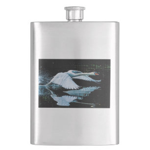 Flying Swan Over Water Hip Flask