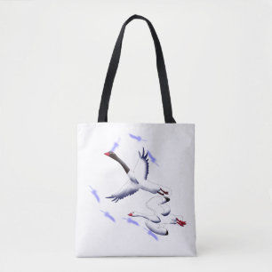 Flying Swans Minimalist Fantasy Bird Art Tote Bag