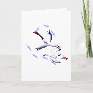 Flying Swans Minimalist Fantasy Birt Art Blank Card