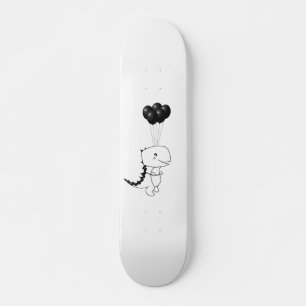 Flying T-Rex With Black Balloons Skateboard