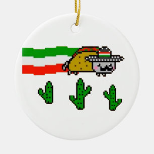 Flying Taco Cat Ceramic Tree Decoration