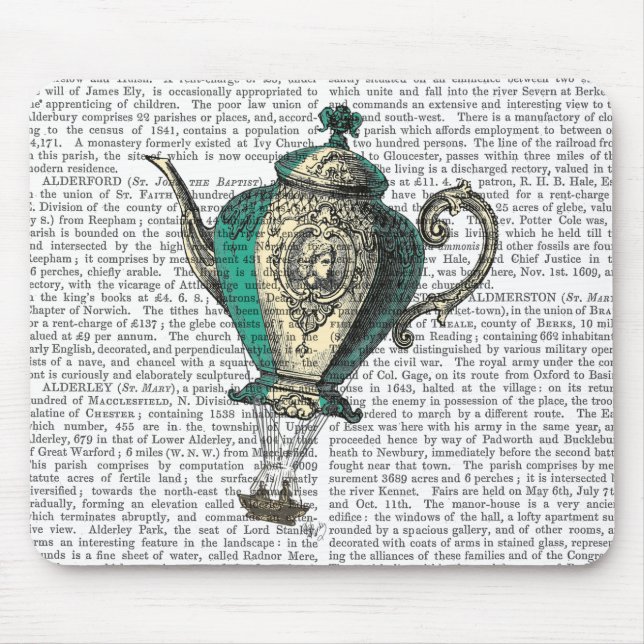 Flying Teapot 1 Green and Yellow Mouse Pad (Front)