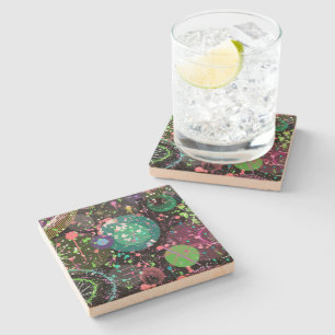 Flying Through Space: A Maximalist Abstract  Stone Coaster