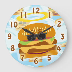 Flying thru Cheeseburger Heaven Large Clock