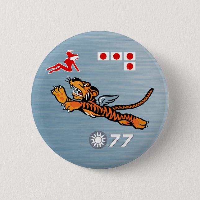 Flying Tigers WWII Nose Art 6 Cm Round Badge (Front)