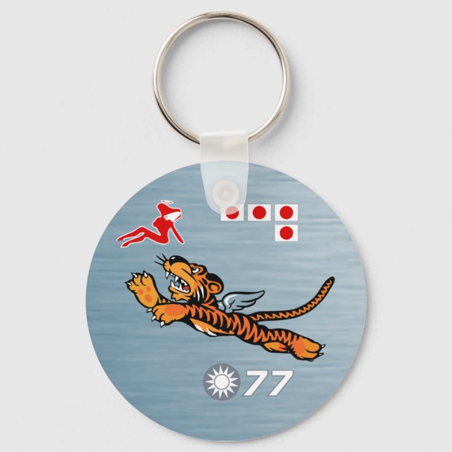 Flying Tigers WWII Nose Art Key Ring (Front)