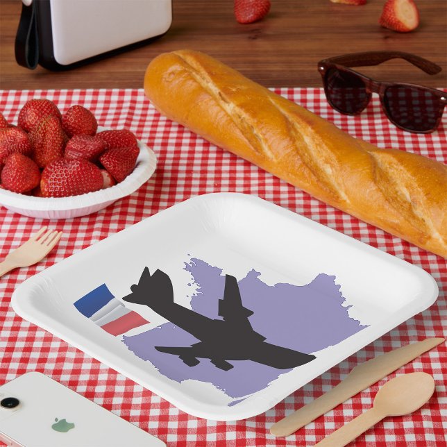 Flying To France Paper Plate (Creator Uploaded)