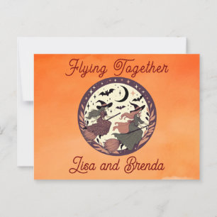 Flying Together - Personalised Halloween Postcard