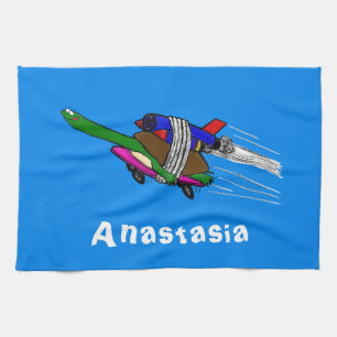 Flying tortoise tea towel