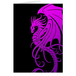 Flying Tribal Dragon - purple on black