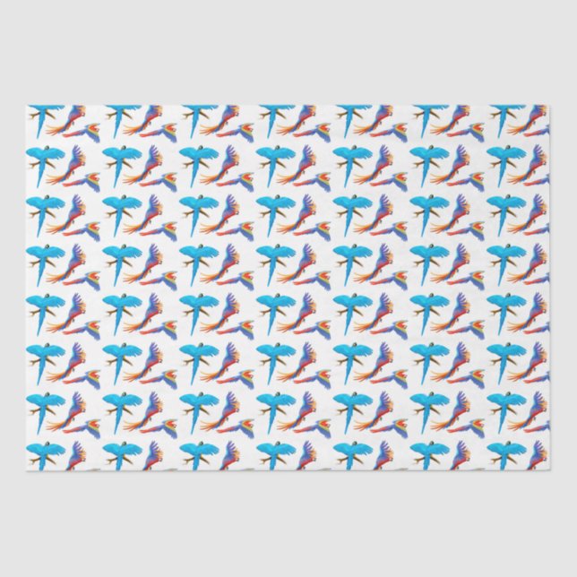 Flying Tropical Macaw Parrots Tissue Paper (Front)
