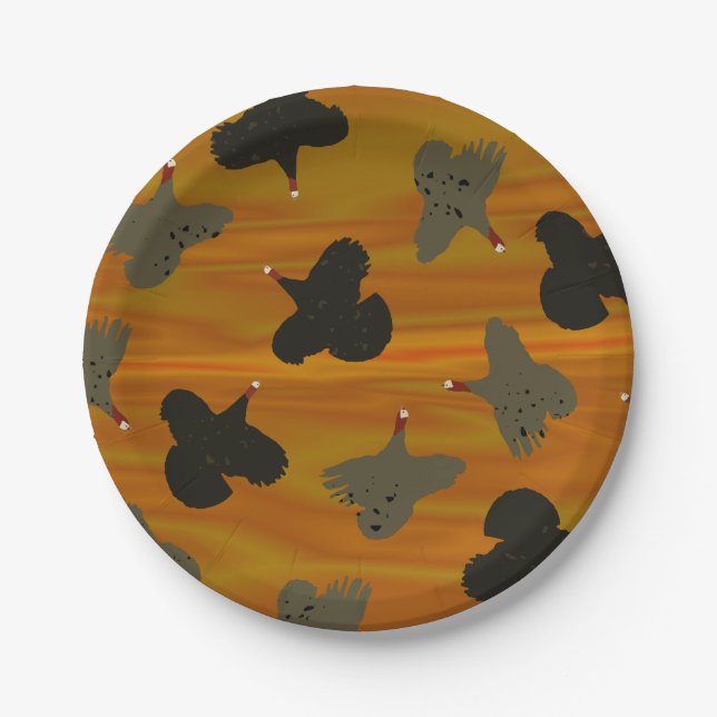 Flying Turkey Sunset Paper Plate (Front)