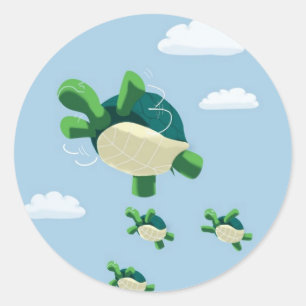 Flying turtle classic round sticker