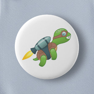 Flying Turtle with a Jetpack 6 Cm Round Badge