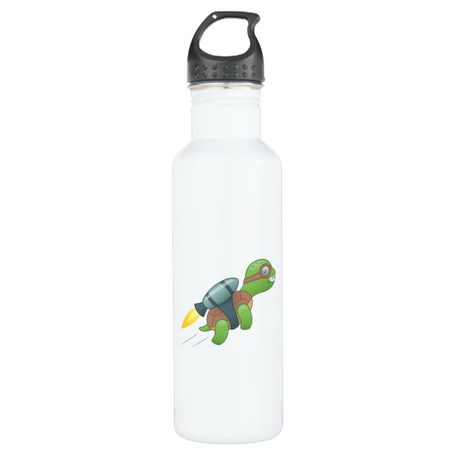 Flying Turtle with a Jetpack 710 Ml Water Bottle (Front)
