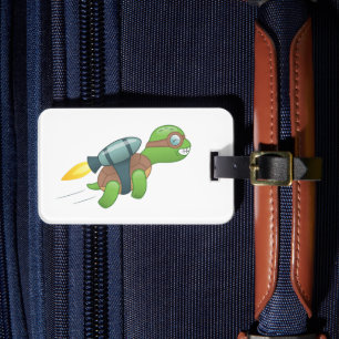 Flying Turtle with a Jetpack Luggage Tag