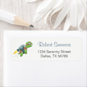 Flying Turtle with a Jetpack Return Address Label