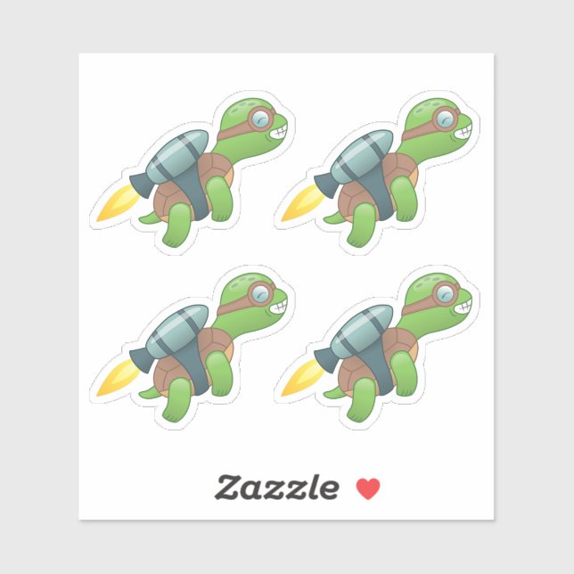 Flying Turtle with a Jetpack Set of 4 (Sheet)