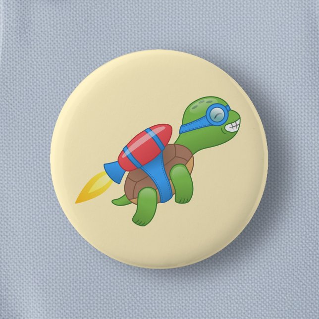 Flying Turtle with a Red Jetpack Yellow 6 Cm Round Badge (Creator Uploaded)