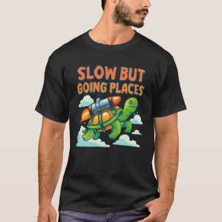 Flying Turtle with Jetpack – Slow but Going Places T-Shirt