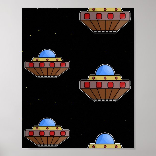 flying ufo in space poster (Front)
