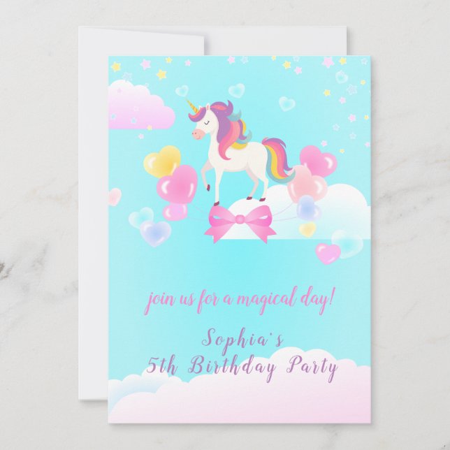 Flying Unicorn Birthday Invitation (Front)
