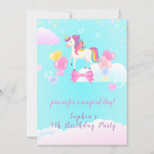 Flying Unicorn Birthday Invitation