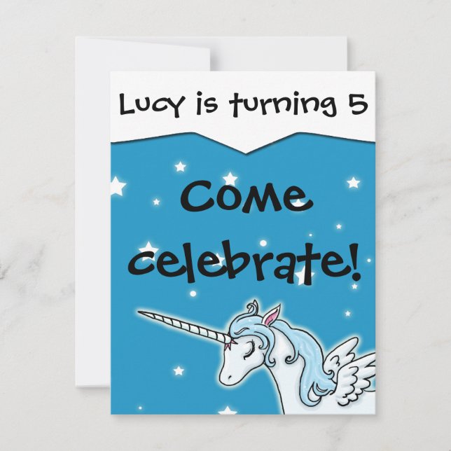 Flying Unicorn Customizable Birthday Invitation (Front)