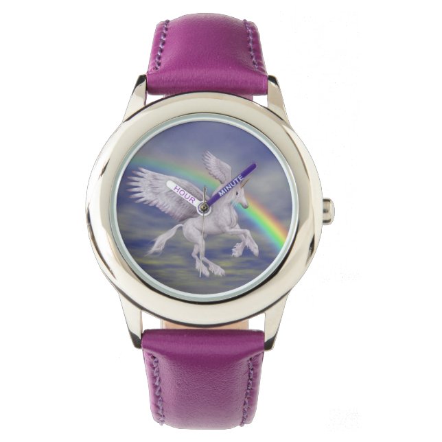 Flying Unicorn Horse Rainbow Animal Art Watch (Front)