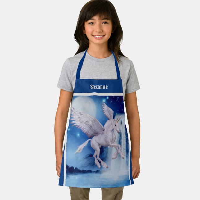 Flying Unicorn Horse Waterfall Personalised Apron (Insitu)