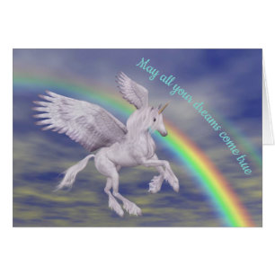 Flying Unicorn Over Rainbow Dreams Fantasy Horse 