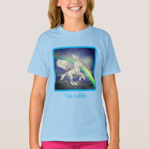 Flying Unicorn Over Rainbow Fantasy Horse   T-Shirt