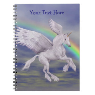 Flying Unicorn Rainbow Personalised Notebook