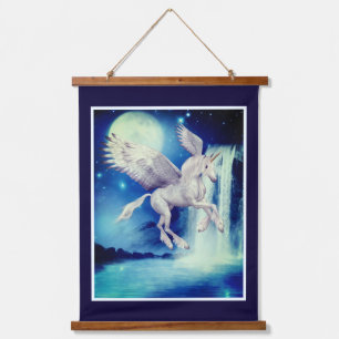 Flying Unicorn Waterfall Fantasy Horse  Hanging Tapestry