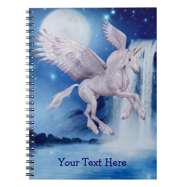 Flying Unicorn Waterfall Personalised  Notebook (Front)